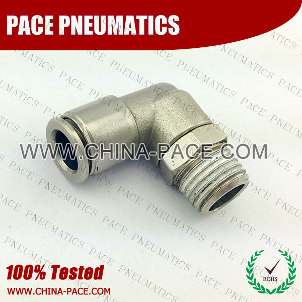Male Elbow Nickel Plated Brass Push In Fittings, Air Fittings, one touch tube fittings, Pneumatic Fitting, Nickel Plated Brass Push in Fittings